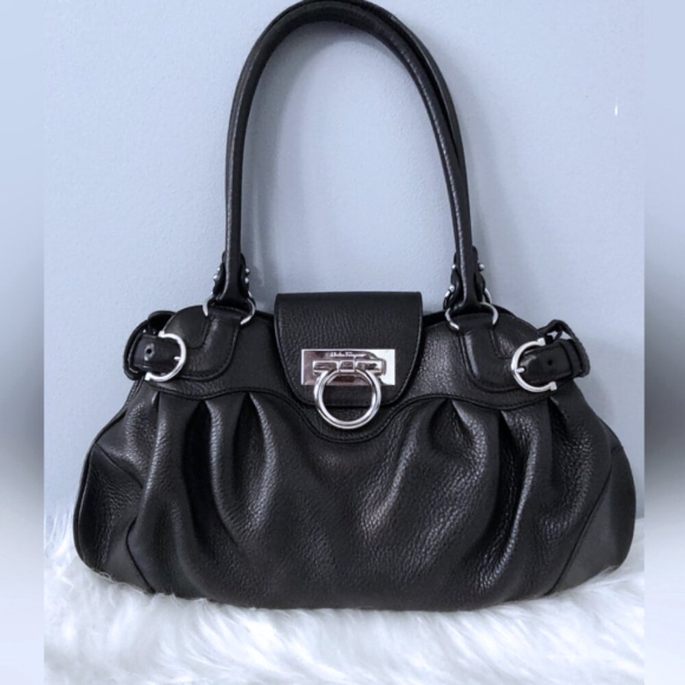 Black Leather Ferragamo Handbag
